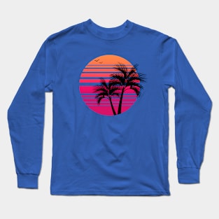 Synthwave - Vaporwave - California - Florida - 80s - Pink & Orange Long Sleeve T-Shirt